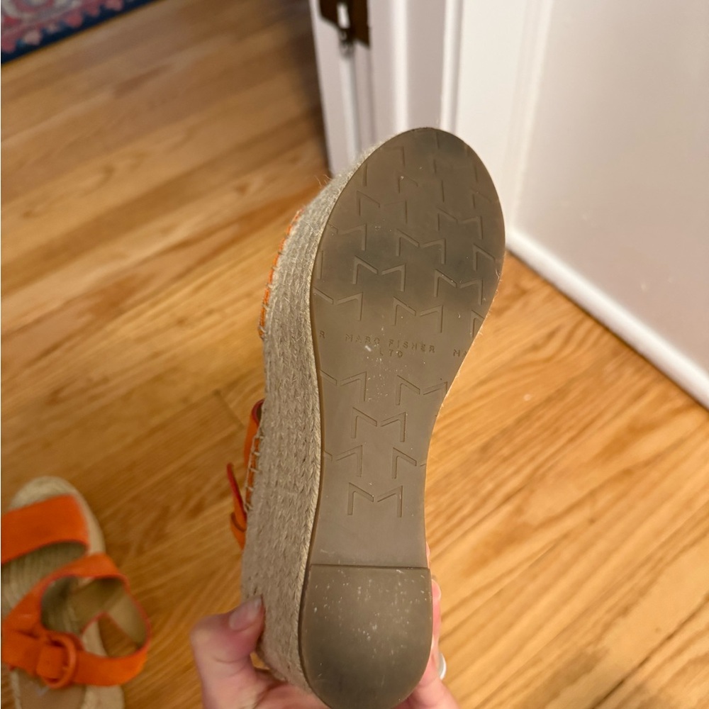 Marc Fisher LTD Renni Platform Espadrille Wedge Sandals Orange Suede Size 5 - Picture 14 of 16